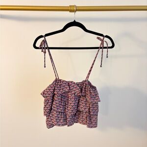 IF SHE LOVES Floral Ruffle Tank Top Size M